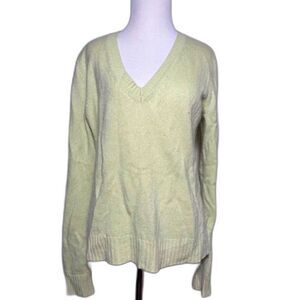 Kirkland Cashmere Sweater Sz Large Celery Green Light Green V Neck Closet Staple